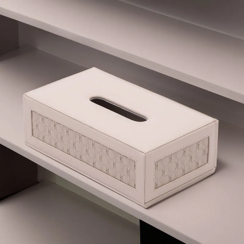 Lorae Vegan Leather Tissue Box - Beige