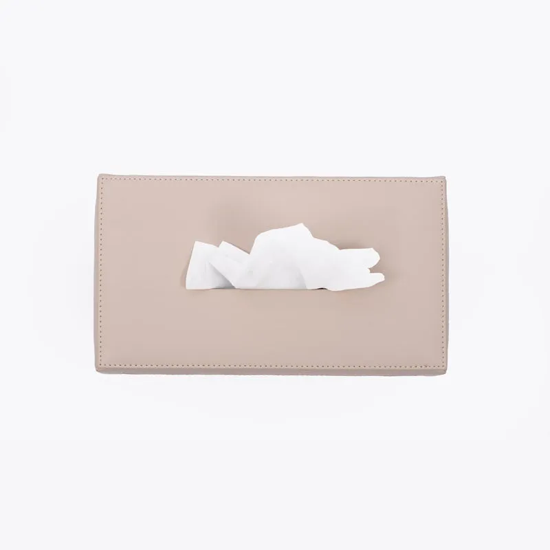 Lorae Vegan Leather Tissue Box - Beige