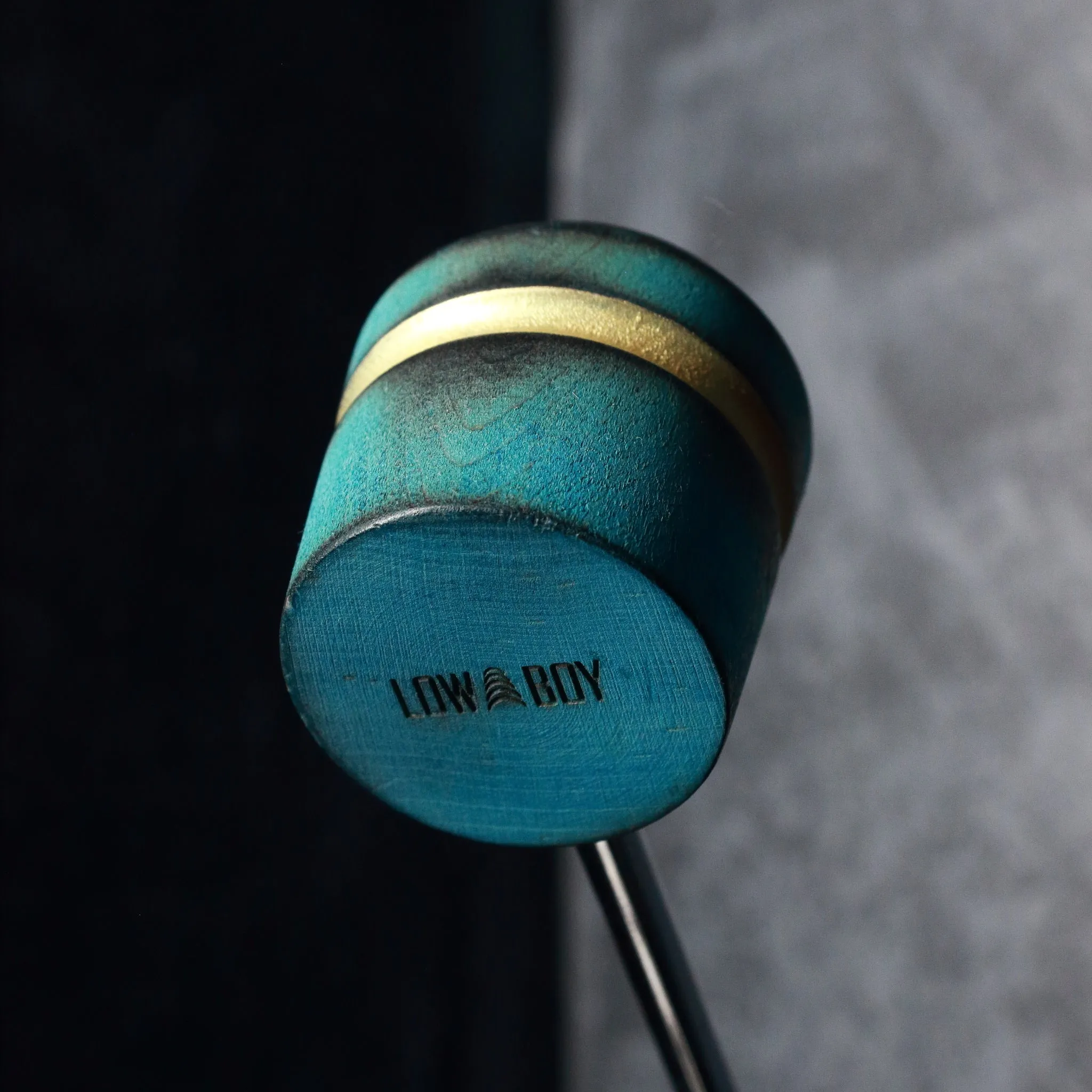 Low Boy Lightweight Leather Daddy Beater Scorched Seafoam with Gold Sparkle Stripe