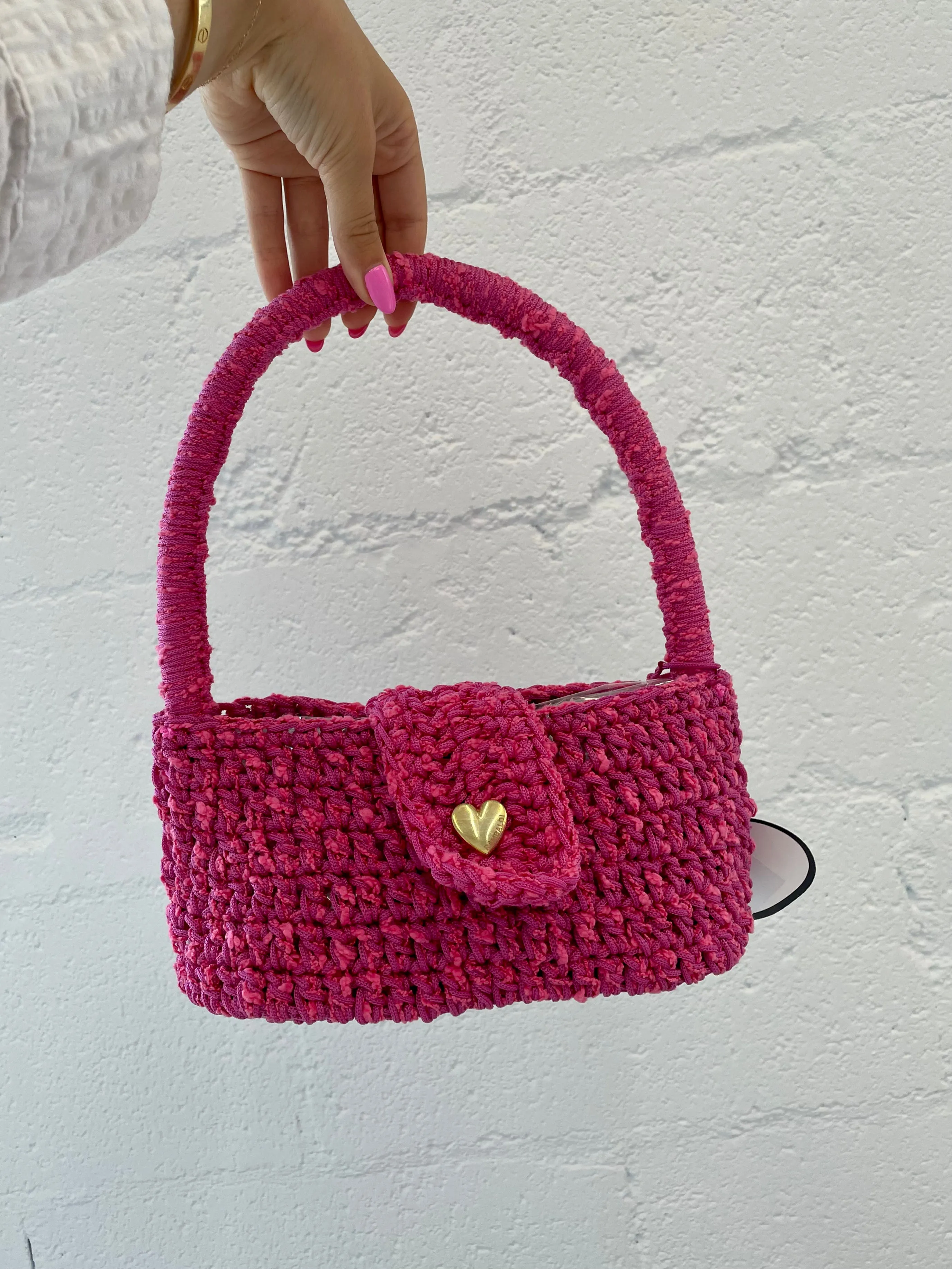 Marco Rambaldi - Knitwear Baguette Bag: Fuchsia