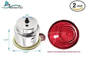 Marine City LED Red Stainless-Steel Cup Drink Holder with Drain (2pcs)
