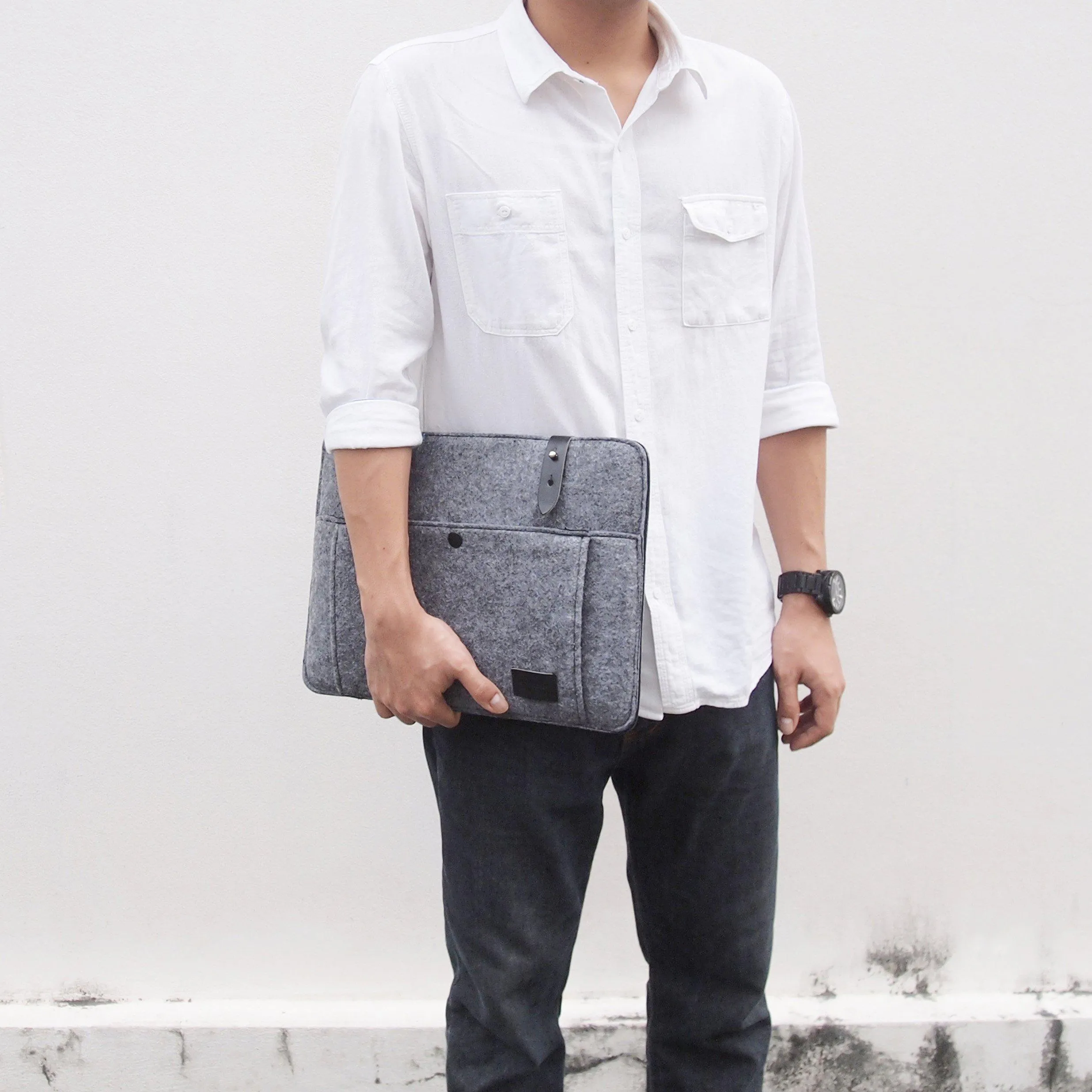 Mat Archer Unite Felt Laptop Case with Leather Detailing