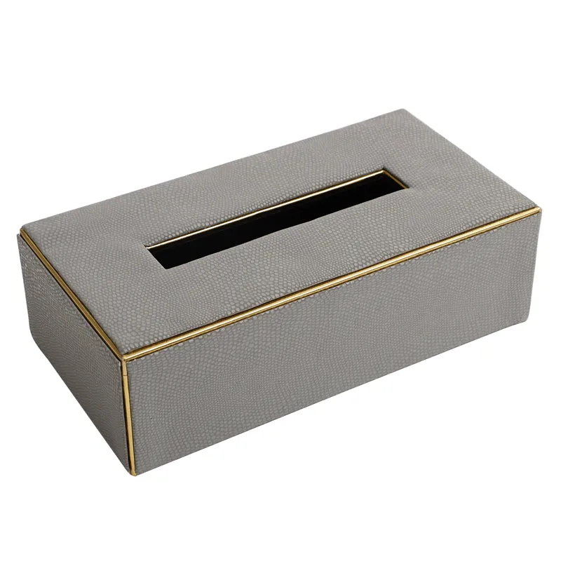 Meho Leather Tissue Box - Grey