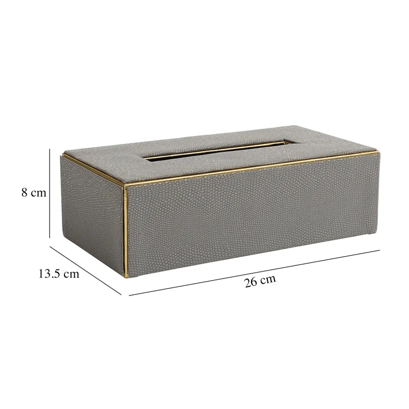 Meho Leather Tissue Box - Grey