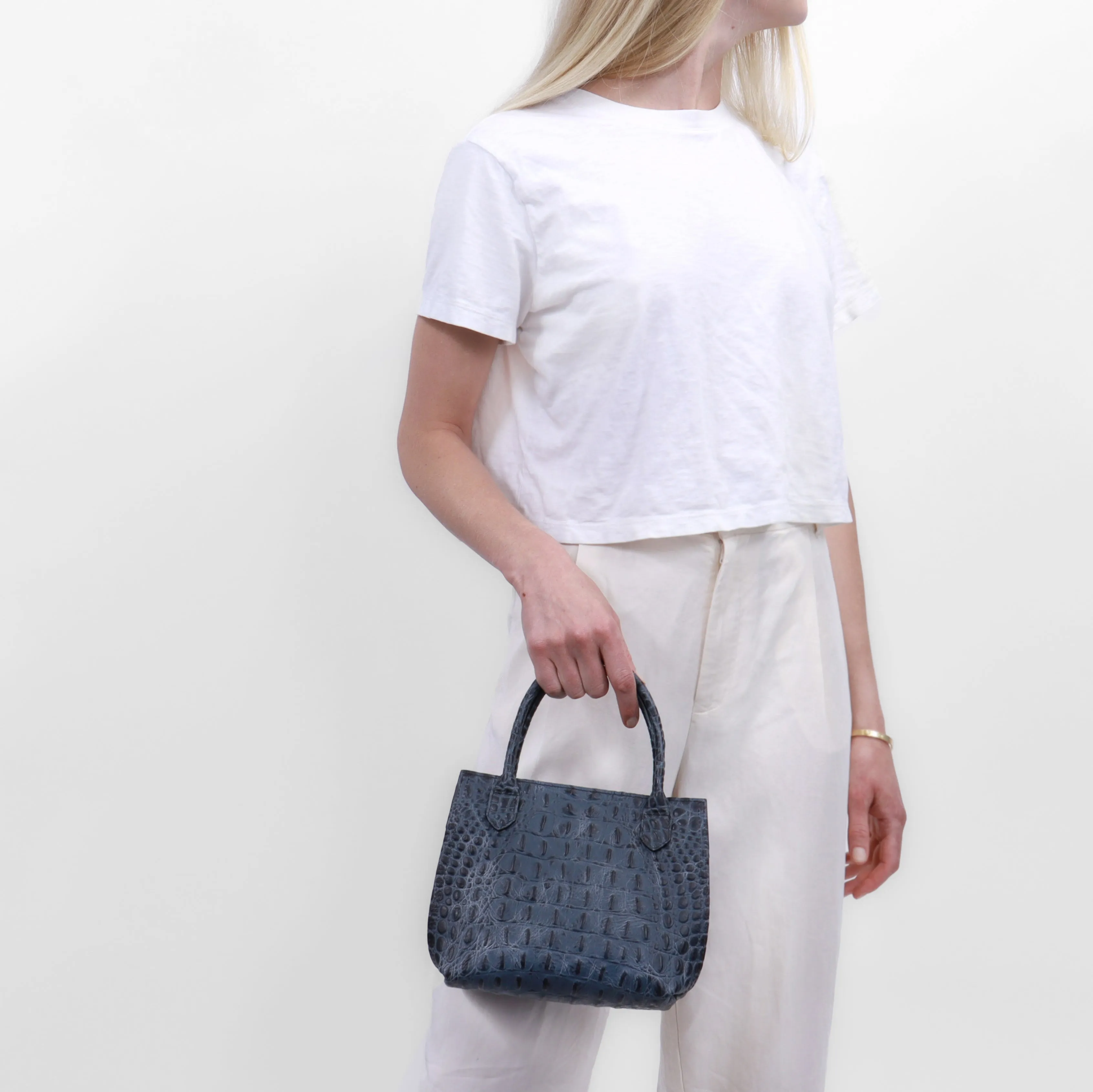 MINI DAY BAG MOSSY BRONZE EMBOSSED CROC