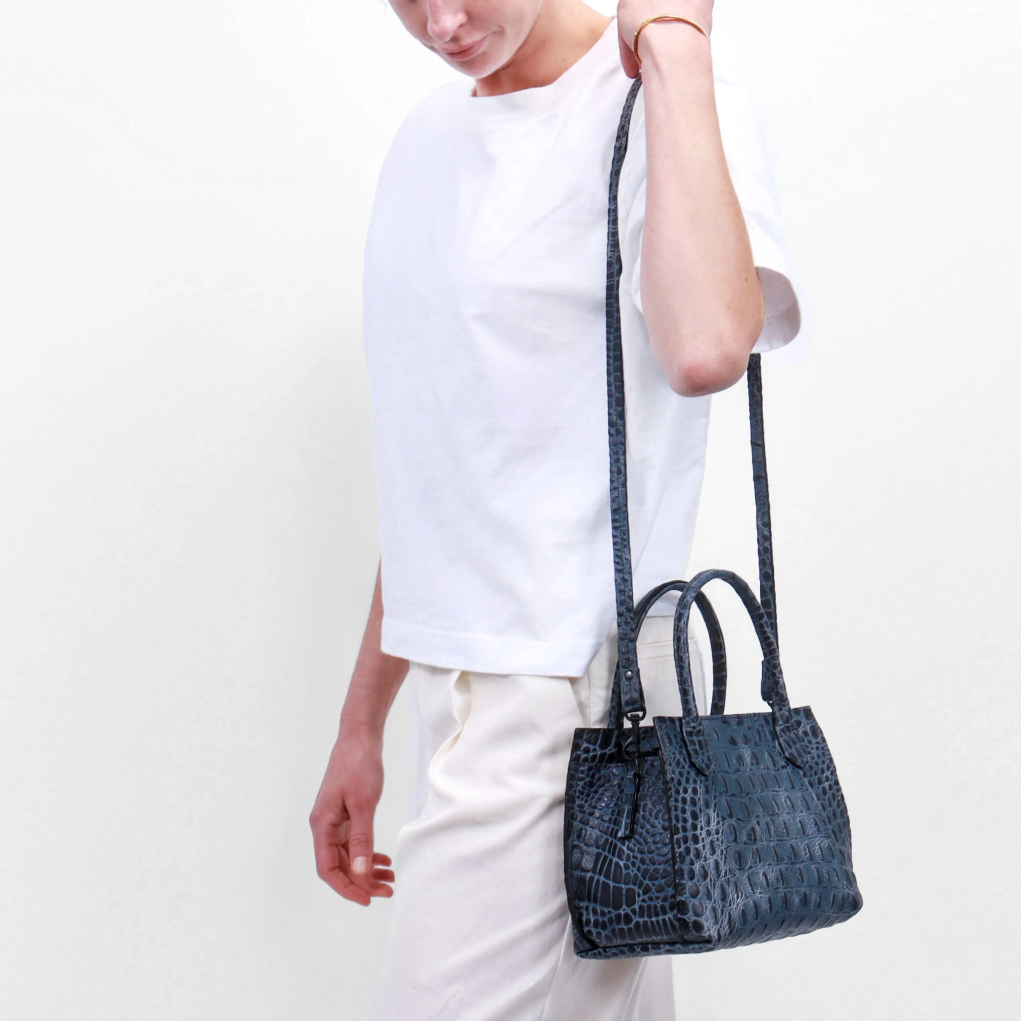 MINI DAY BAG MOSSY BRONZE EMBOSSED CROC