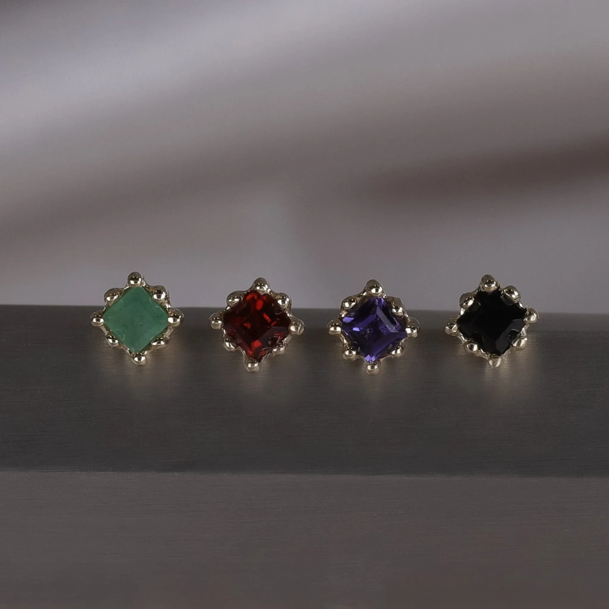 Mona • Natural Gemstone Threadless Ends 925 Silver/Titanium