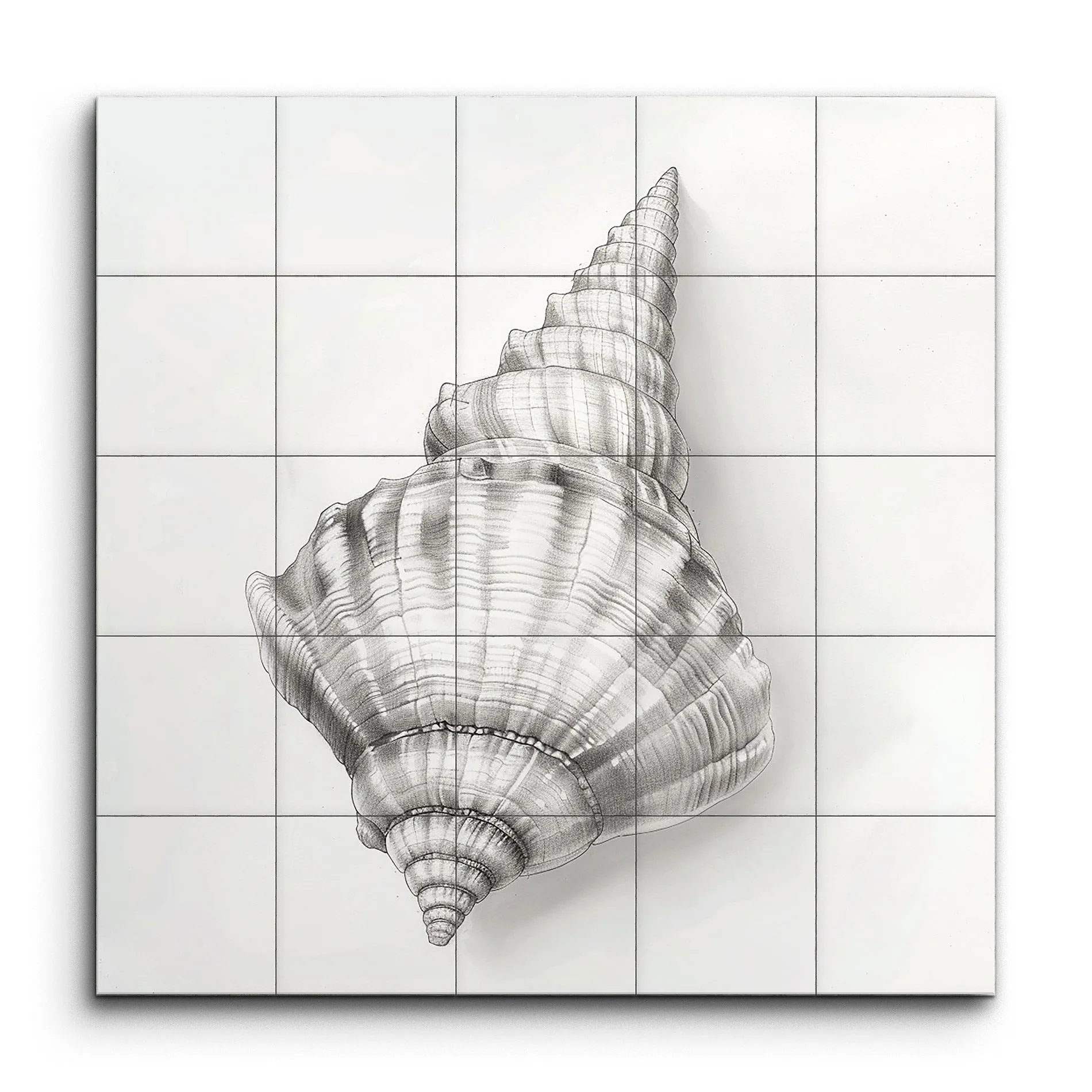 Monochrome Seashell: Detailed Grayscale Art