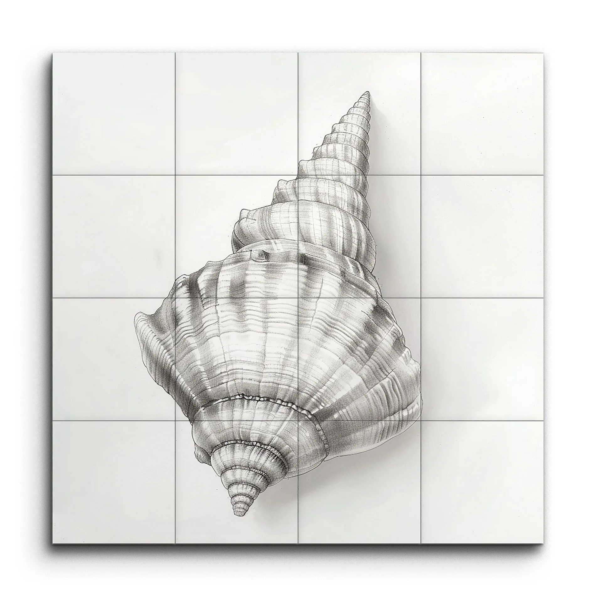 Monochrome Seashell: Detailed Grayscale Art