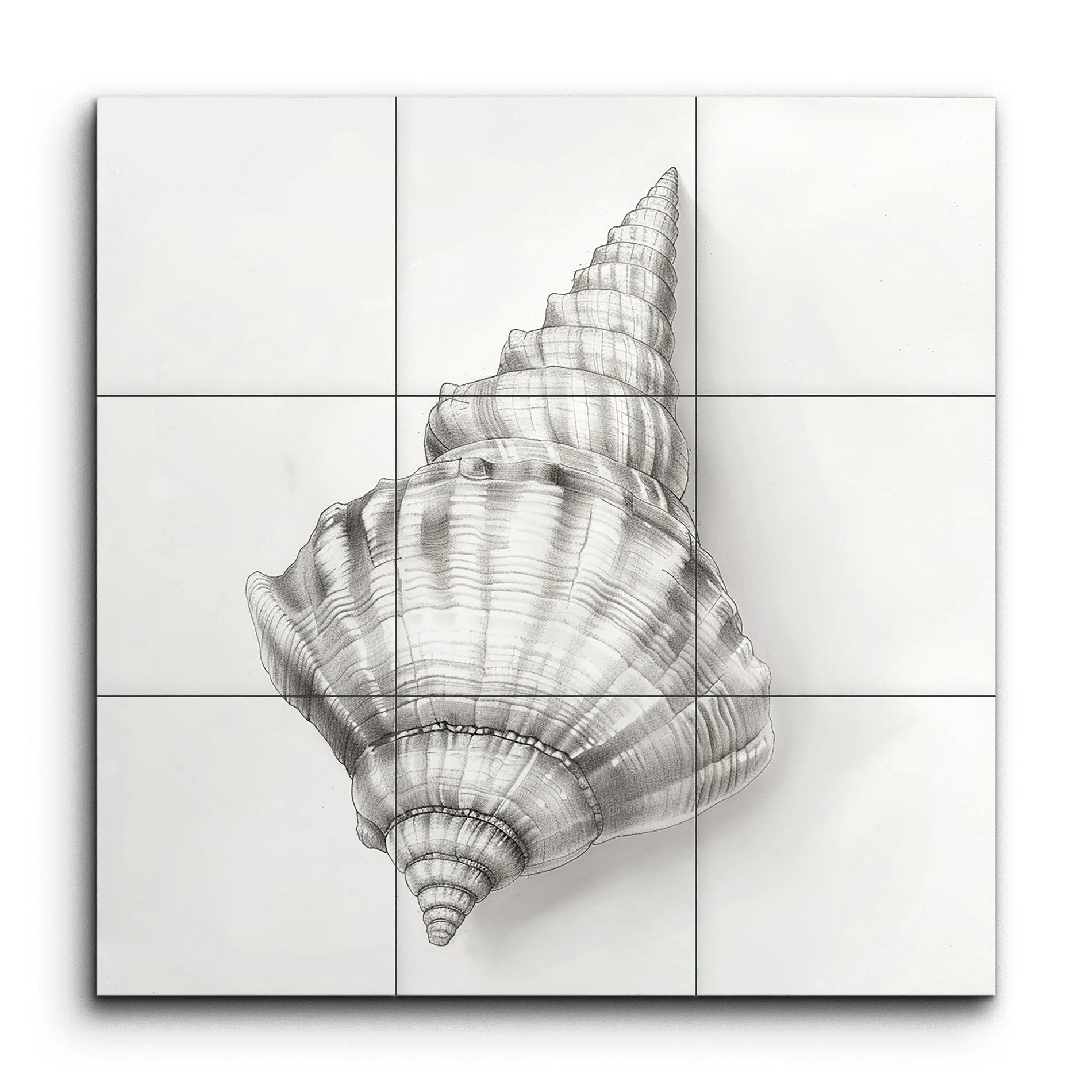 Monochrome Seashell: Detailed Grayscale Art
