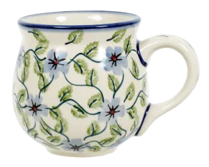 Mug, Belly Mug, 10oz Medium in "Periwinkle Vine" by Manufaktura | K090U-TAB1