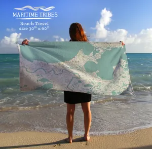 New Orleans, LA Sea Glass map Quick Dry Towel