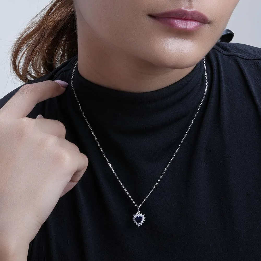 Ocean Sapphire Heart Pendant | 18K Gold Vermeil Plated