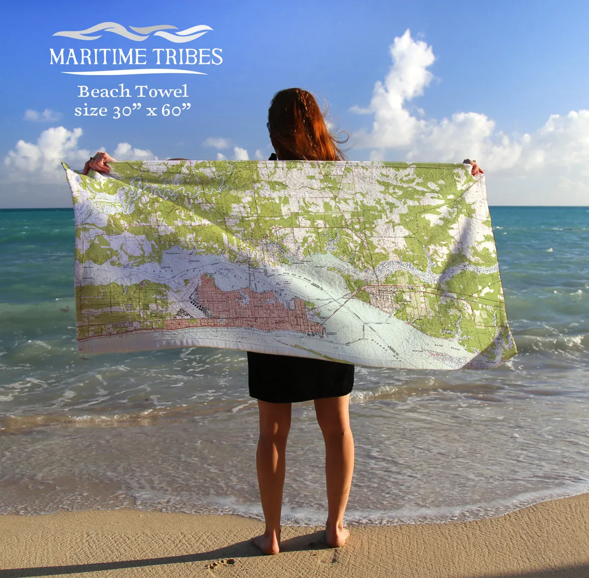 Ocean Springs Vintage Topo Quick Dry Towel