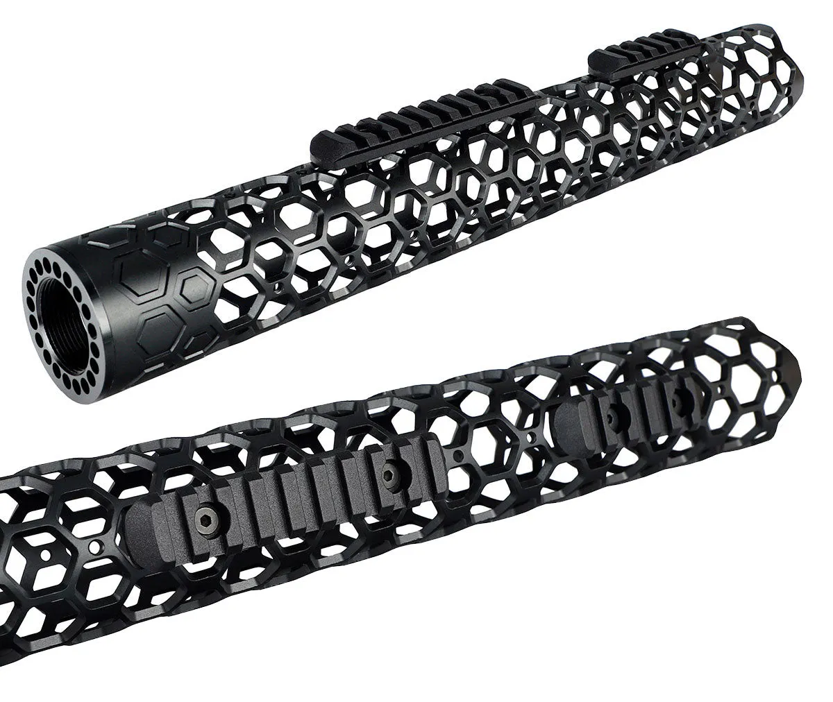 ohhunt® AR-15 Ultra Lightweight Hex Free Float Handguard with Barrel Nut Honeycomb Round Tube 7" 9" 12" 15"