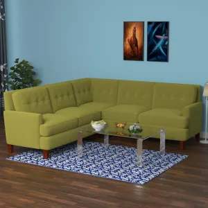 Olive Green Pastel Coloured with Premium Comfort L Shaped 4 Seater Sofa Set for Home