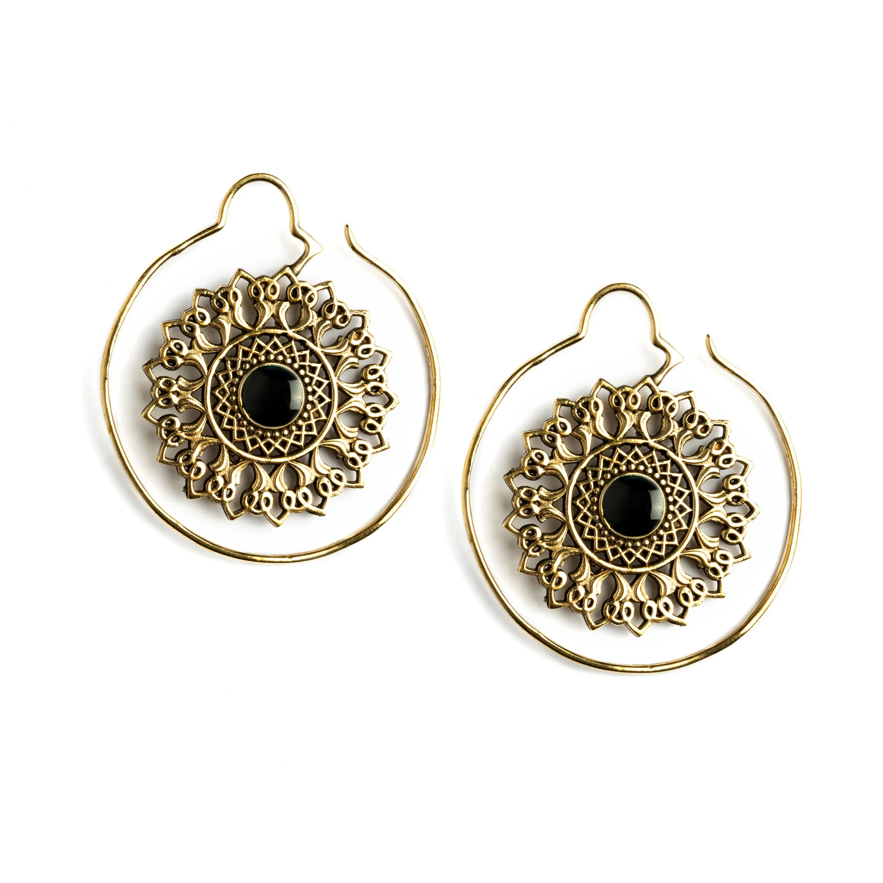 Onyx Padma Mandala Earrings