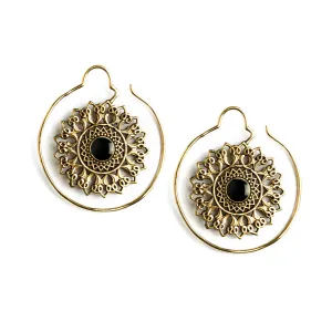 Onyx Padma Mandala Earrings