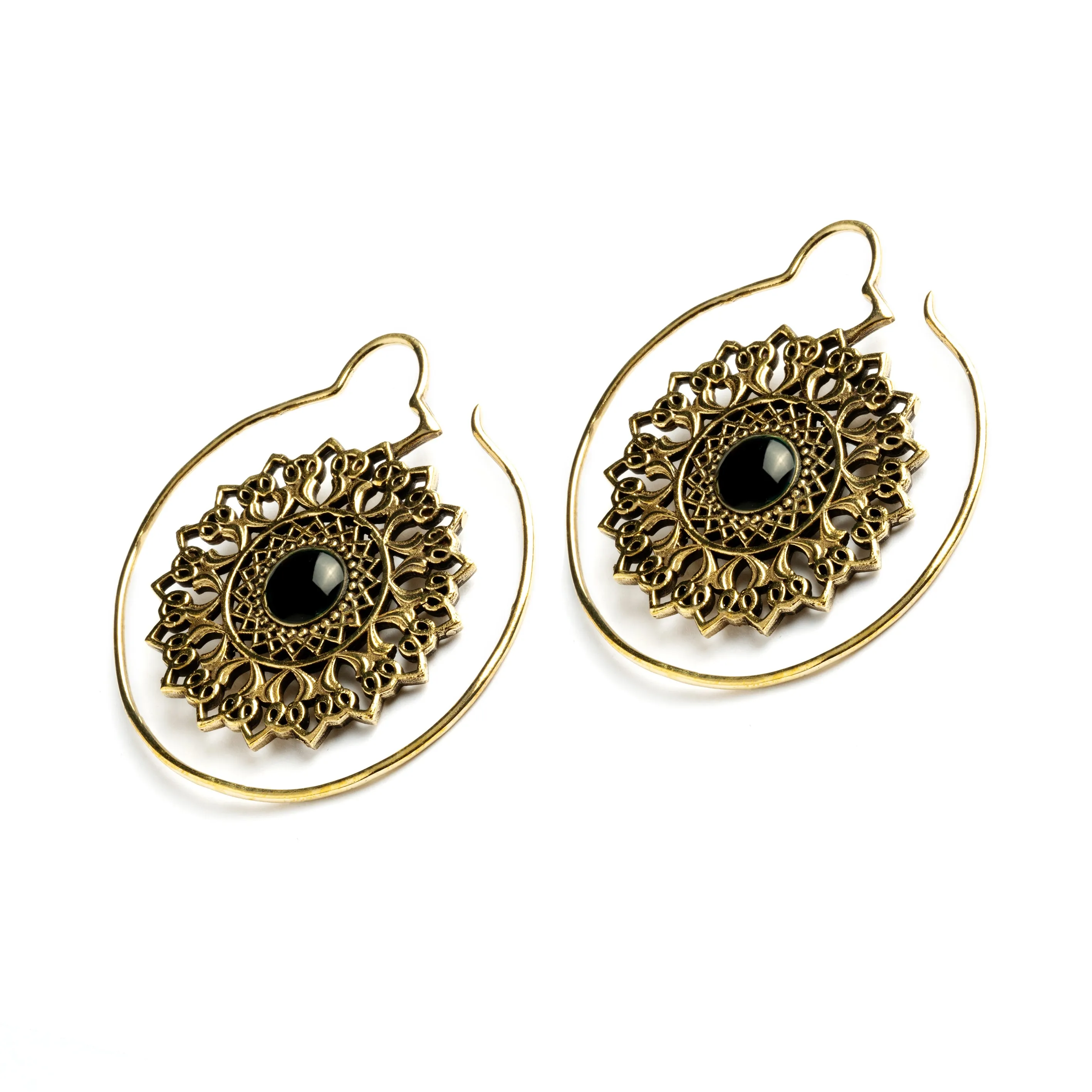 Onyx Padma Mandala Earrings