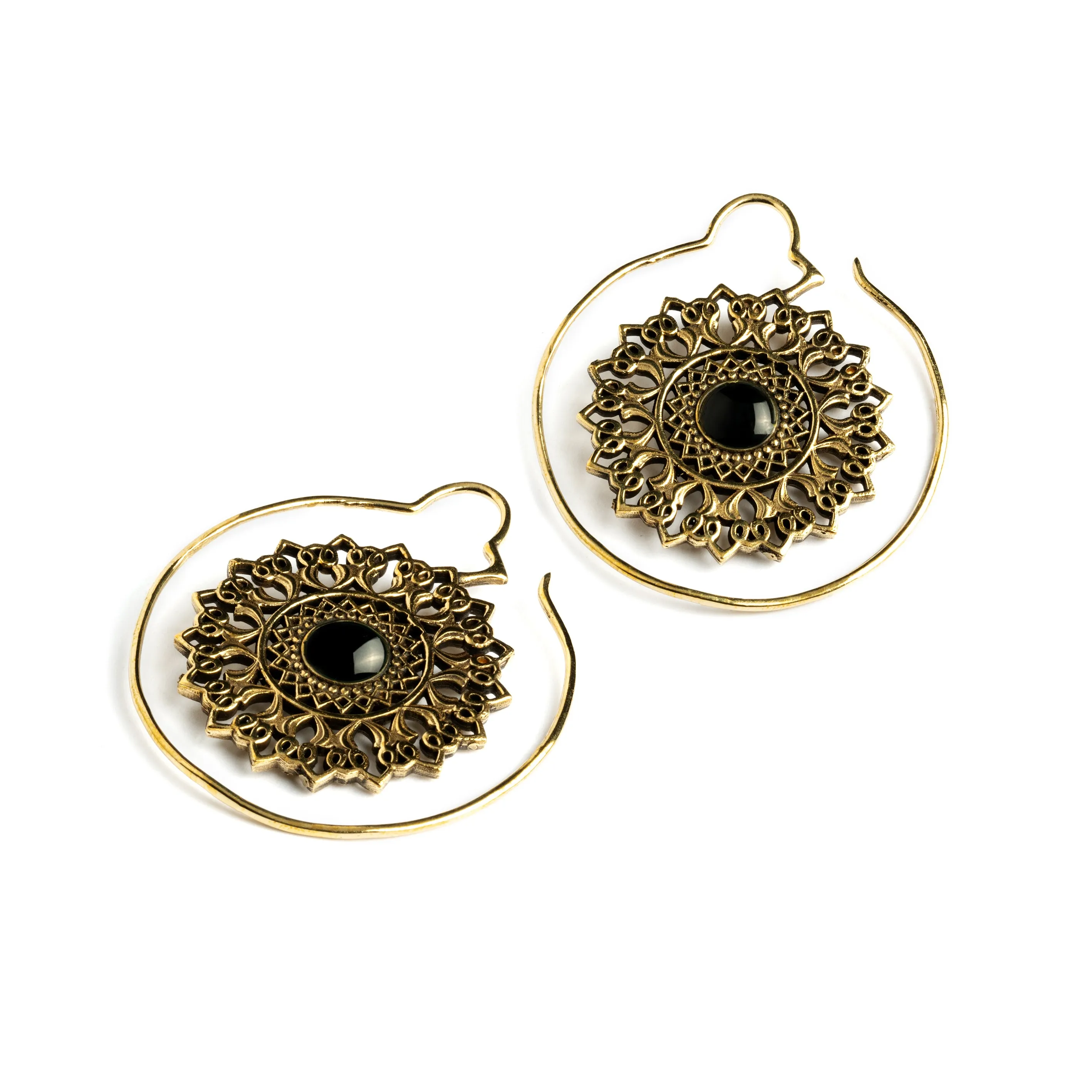 Onyx Padma Mandala Earrings