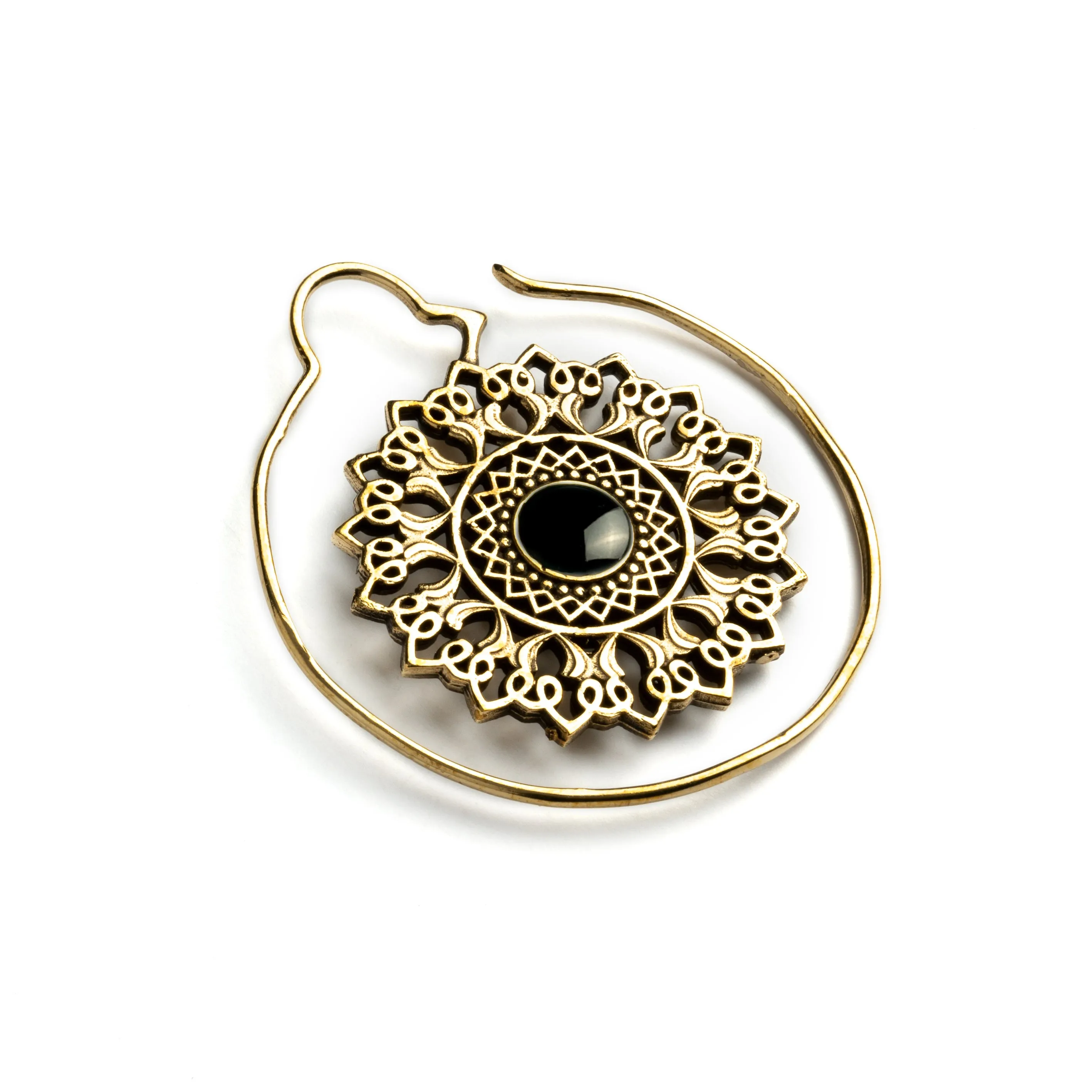 Onyx Padma Mandala Earrings