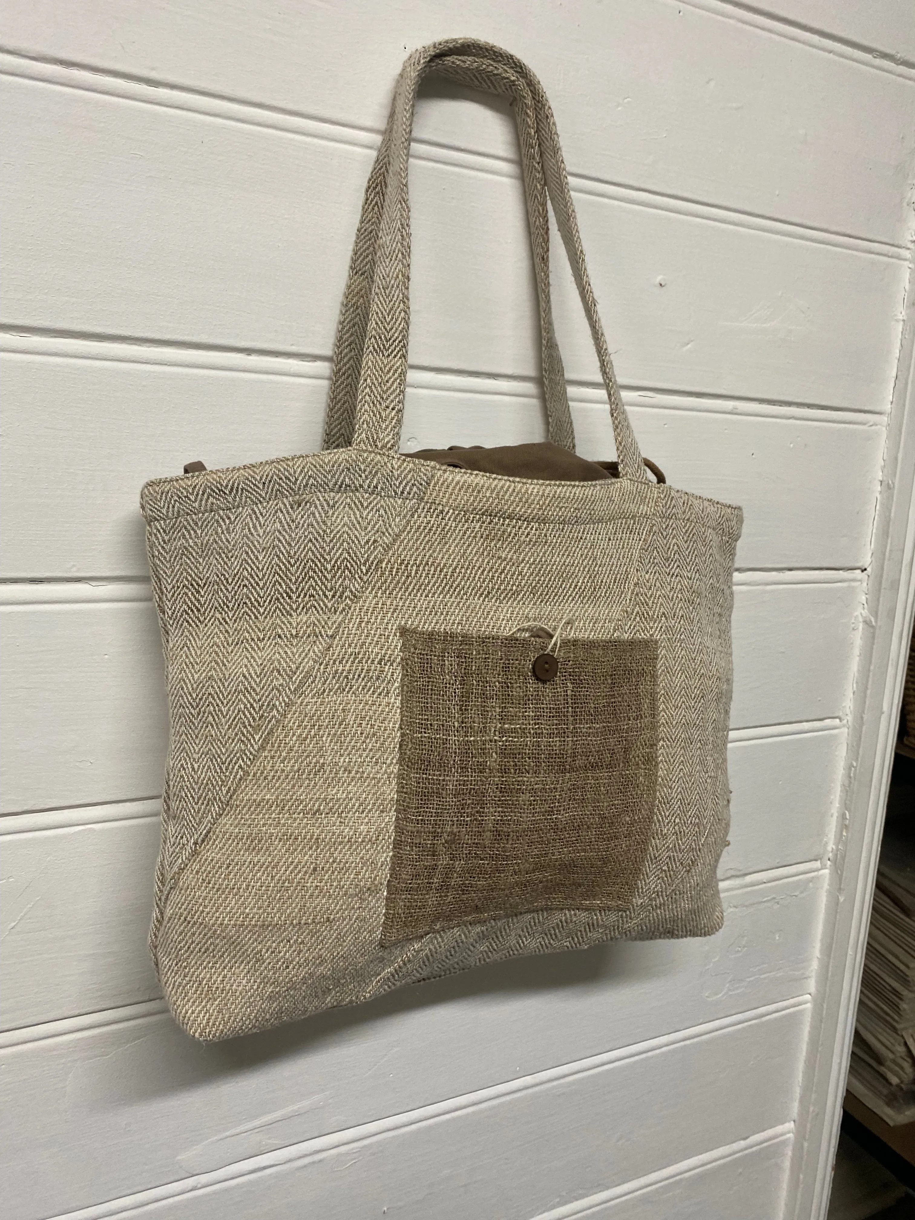 Organic Hemp Beach Bag // Ladies natural hand bag