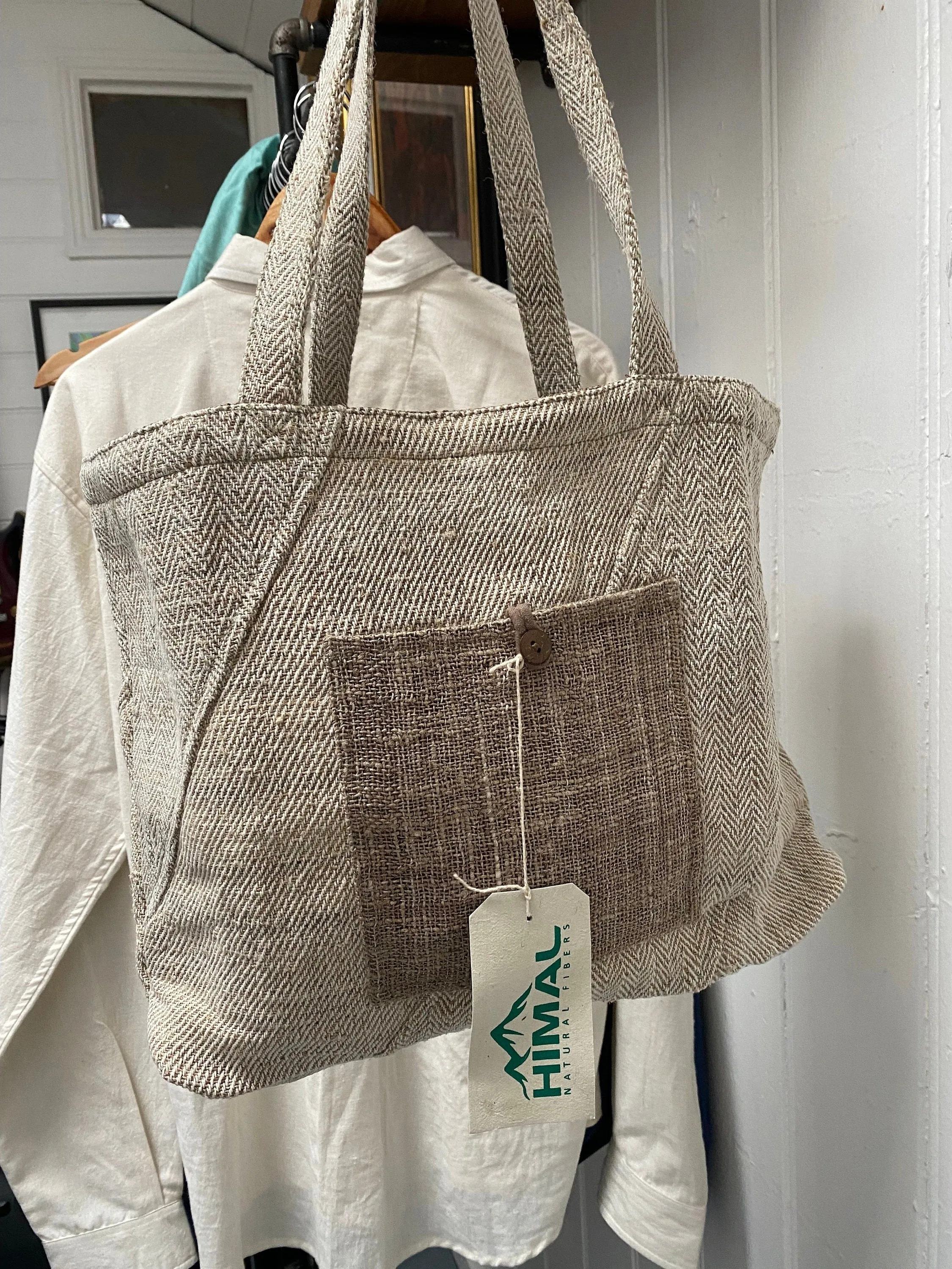 Organic Hemp Beach Bag // Ladies natural hand bag