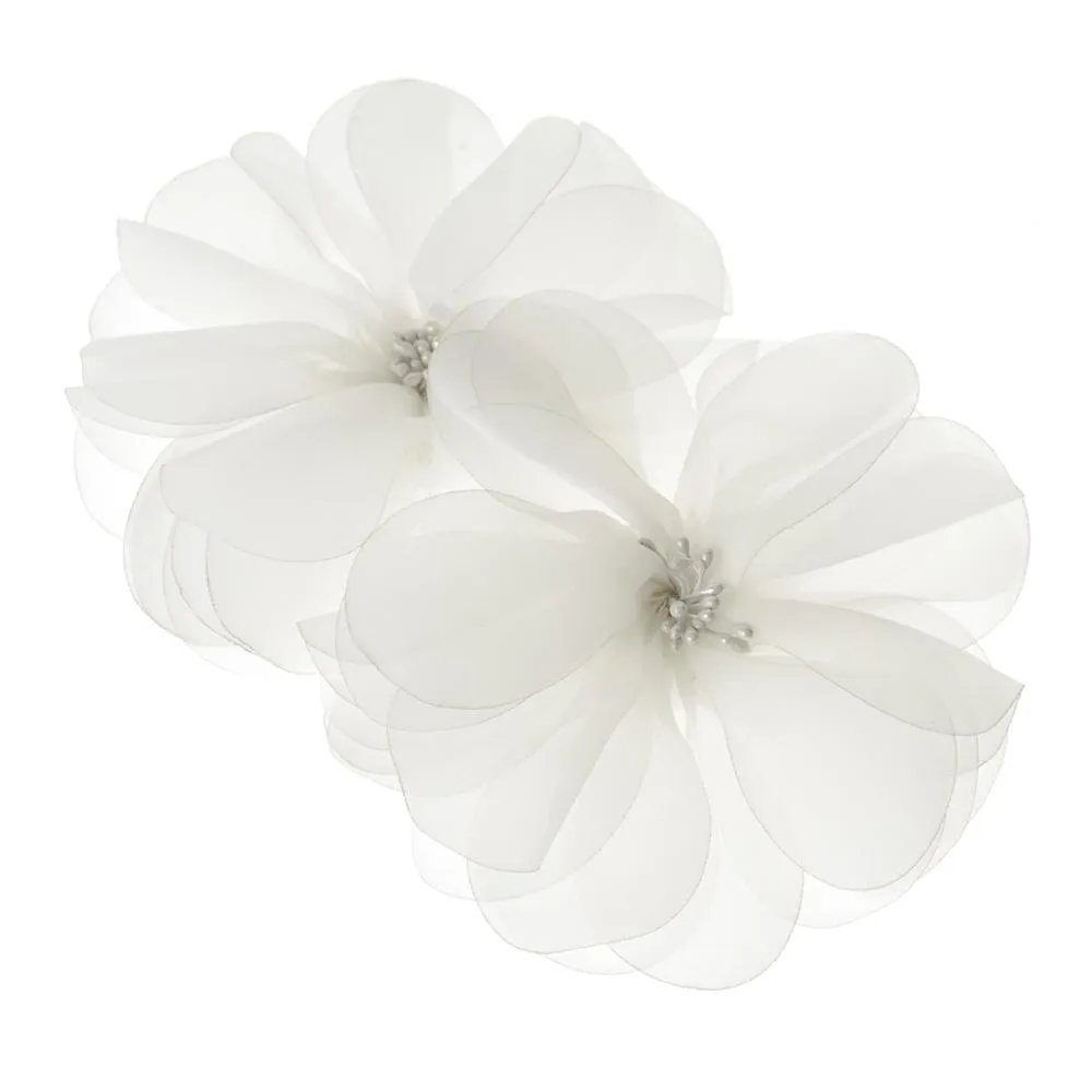 Organza Flowers with Beaded Center, 5-3/4-Inch, 2-Count