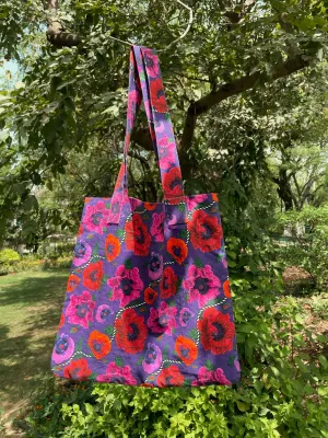 Oriental Poppy 100% Cotton Canvas Tote Bag