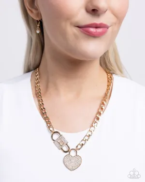 Paparazzi Necklace ~ Lock Up Your Love - Gold