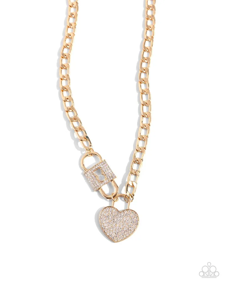 Paparazzi Necklace ~ Lock Up Your Love - Gold