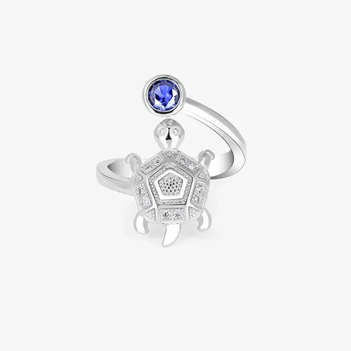 Pentagon Silver Tortoise Ring