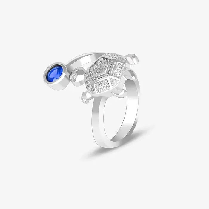 Pentagon Silver Tortoise Ring