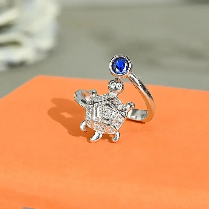 Pentagon Silver Tortoise Ring
