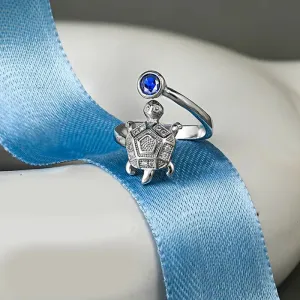 Pentagon Silver Tortoise Ring