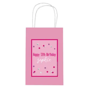Personalised Glitz Pink Paper Party Bags - Pack of 12