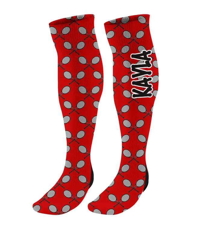 Personalized Tennis Knee High Socks with Mini Racquets