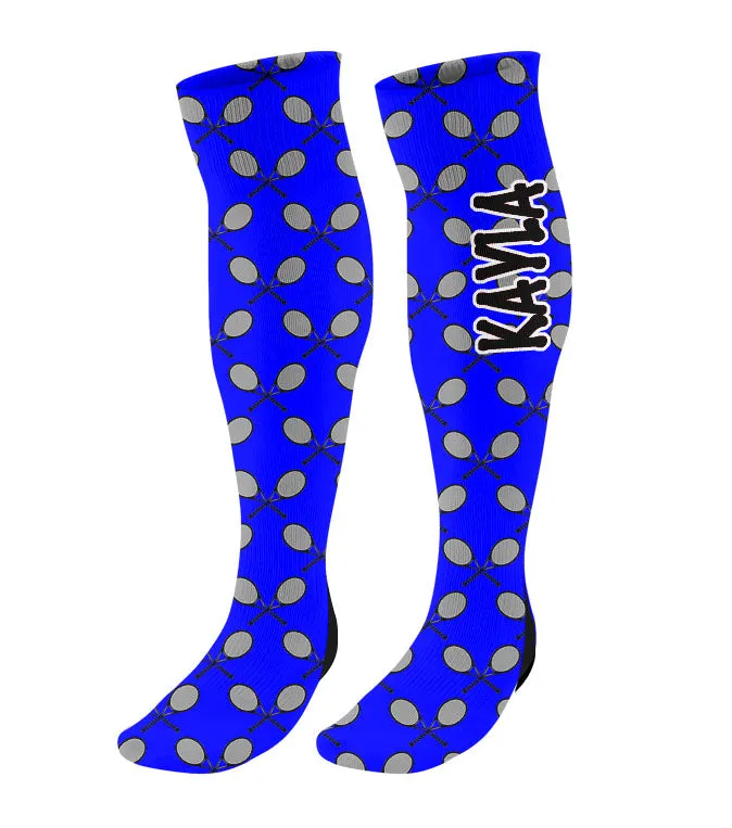 Personalized Tennis Knee High Socks with Mini Racquets