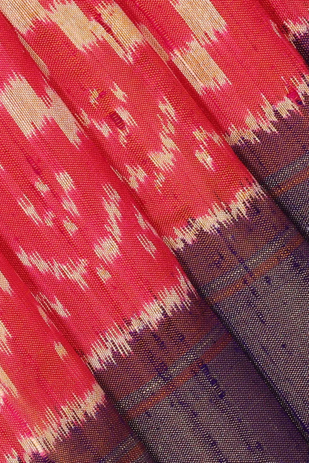 Pochampally Ikat Silk Reddish Pink Saree