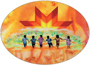 "Always in Our Hearts" sticker, art by Indigenous Artist Shawna Boulette Grapentine