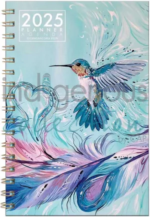 "Hummingbird Feathers" 2025 Weekly Planner artwork by Métis artist, Carla Joseph