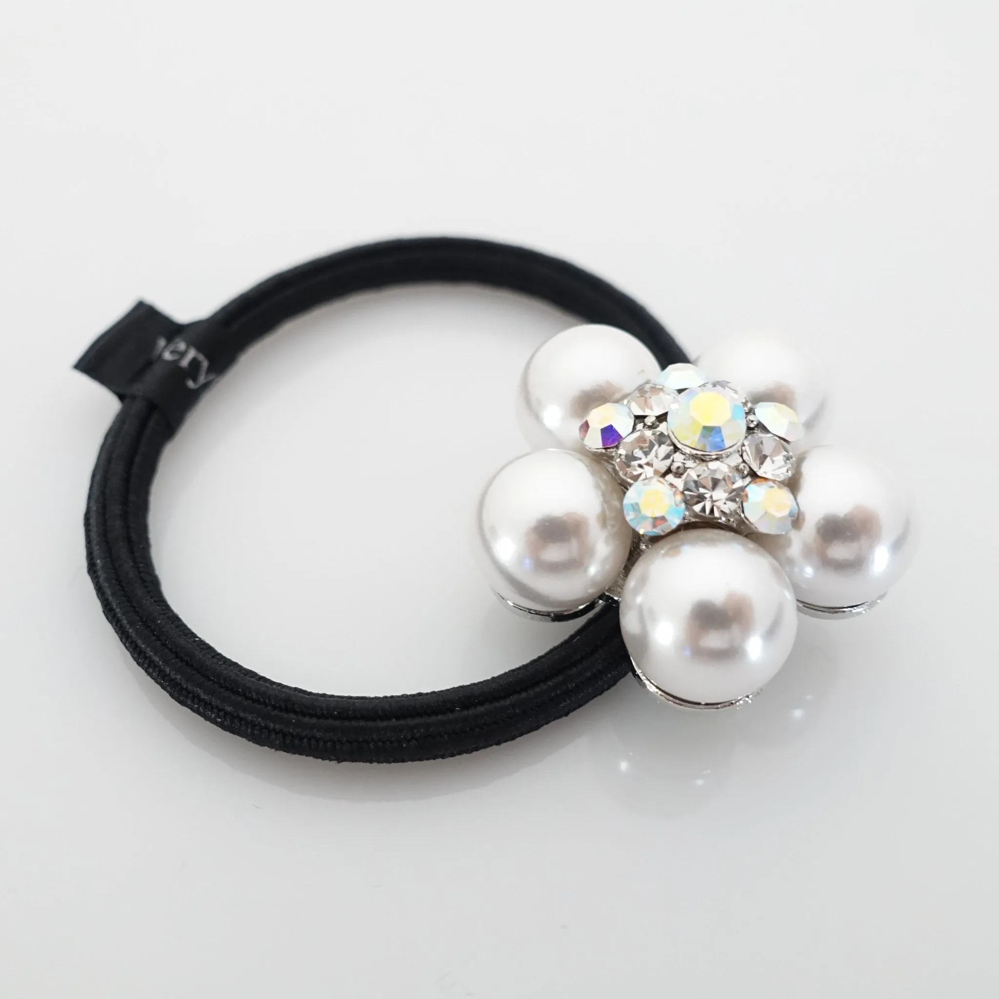 rhinestone pearl decorated hair elastic ponytail holder women hair tie accessory