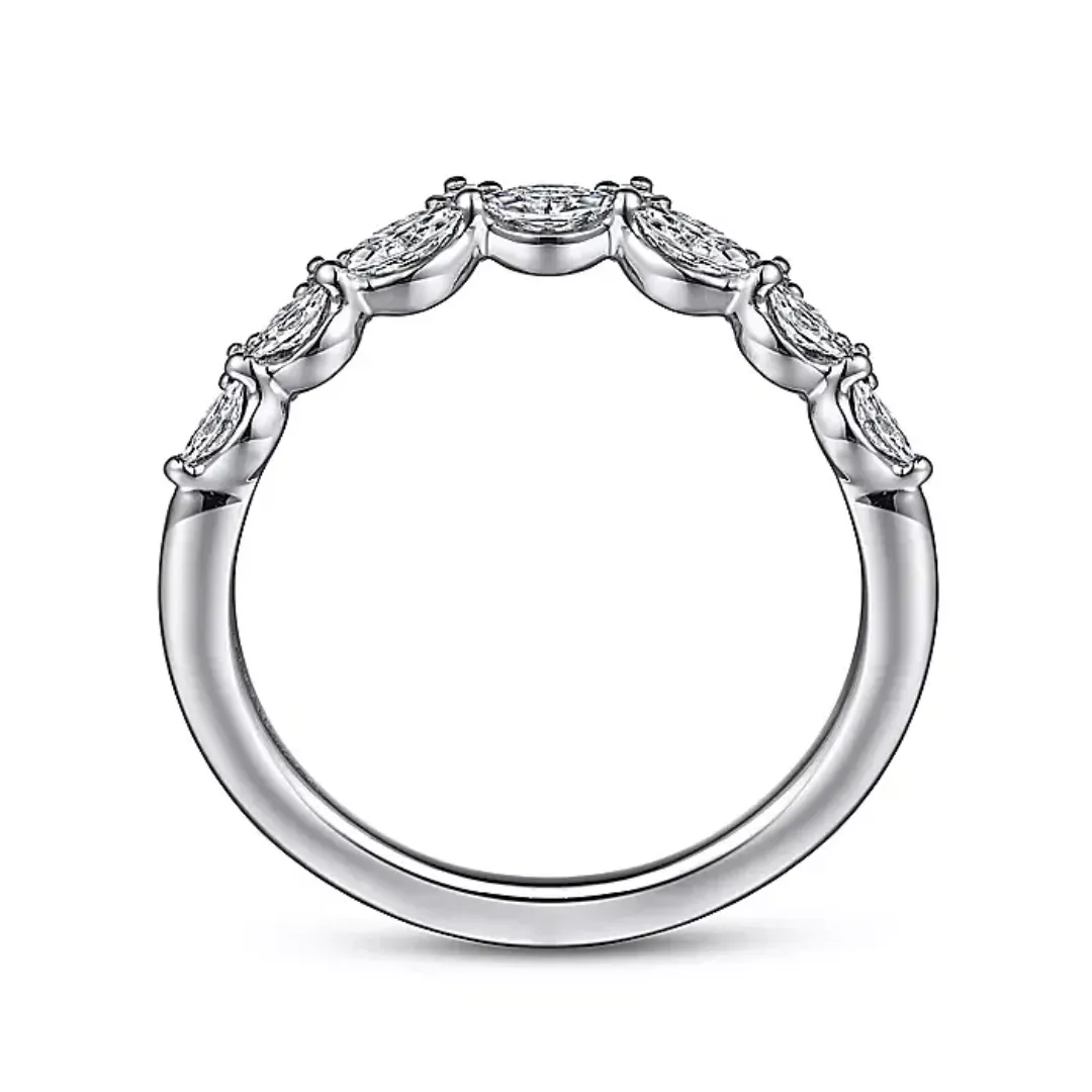 Round and Marquise Diamond Contour Band