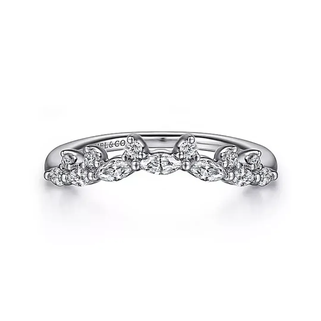 Round and Marquise Diamond Contour Band
