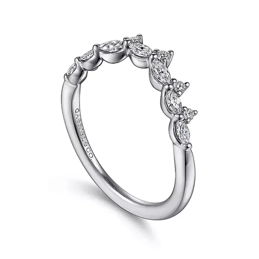 Round and Marquise Diamond Contour Band