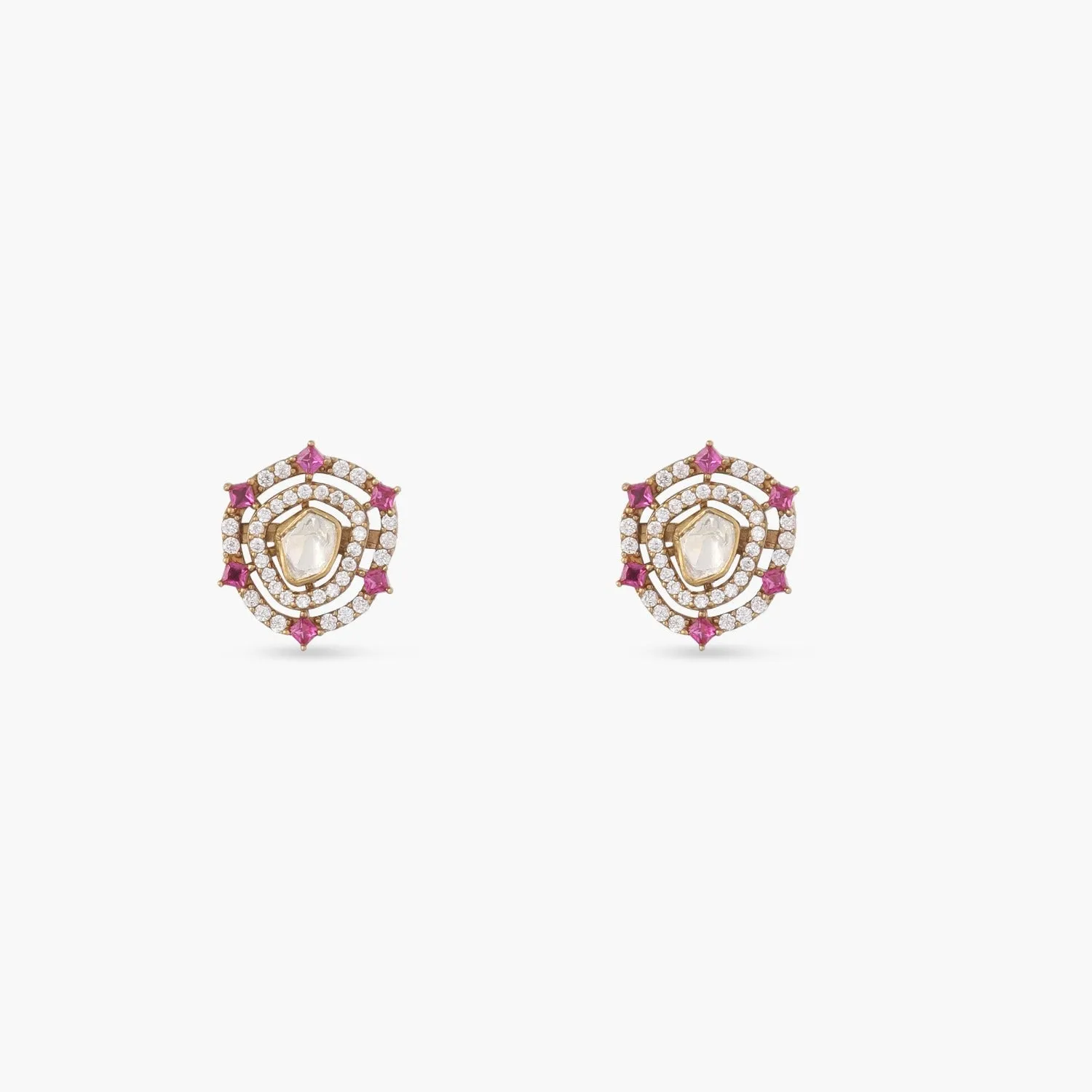 Round Asymmetric Moissanite Silver Earrings