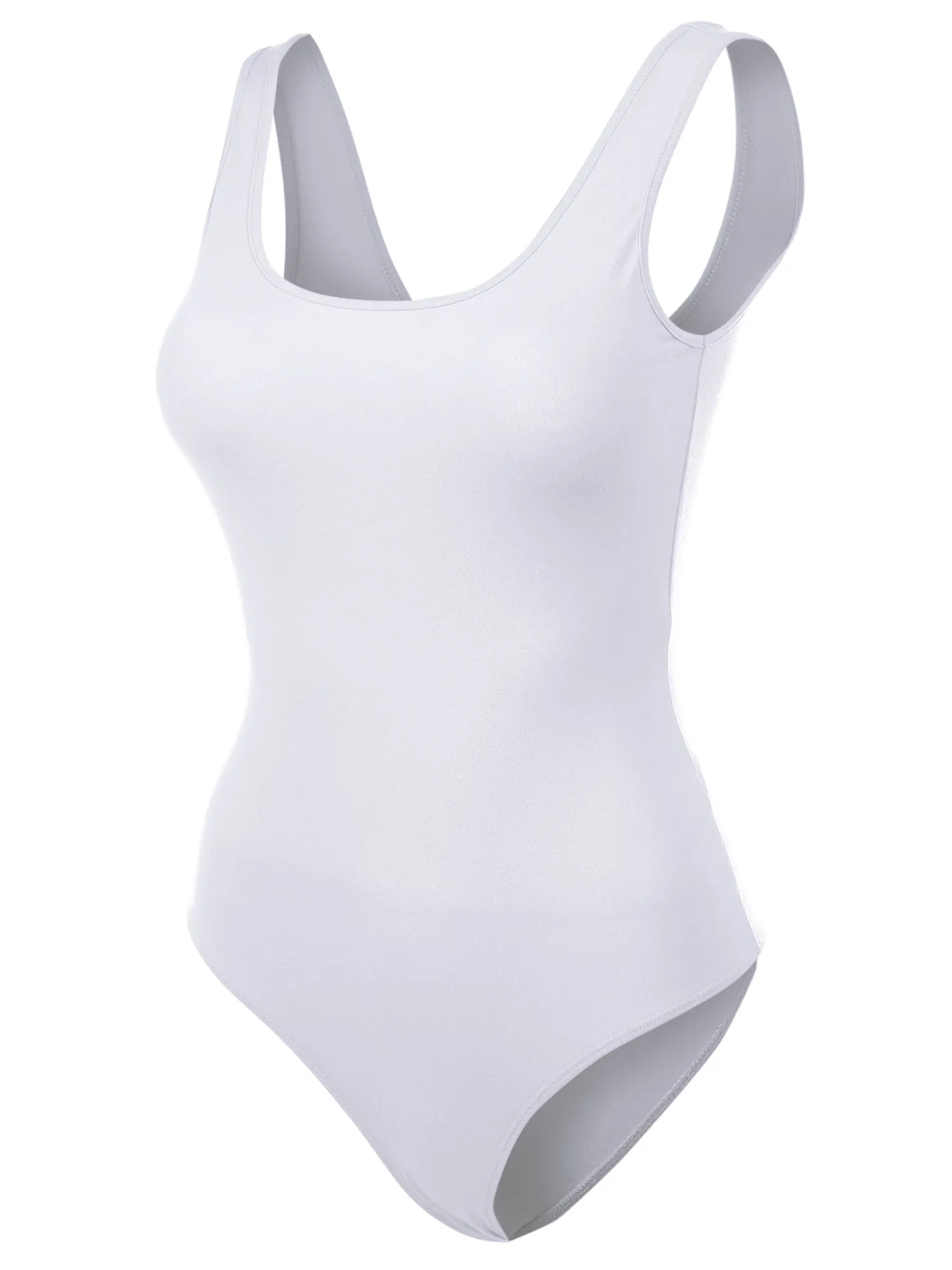 Scoop Neck Sleeveless Stretch Cotton Bodysuit Tank Top (FWT1198)