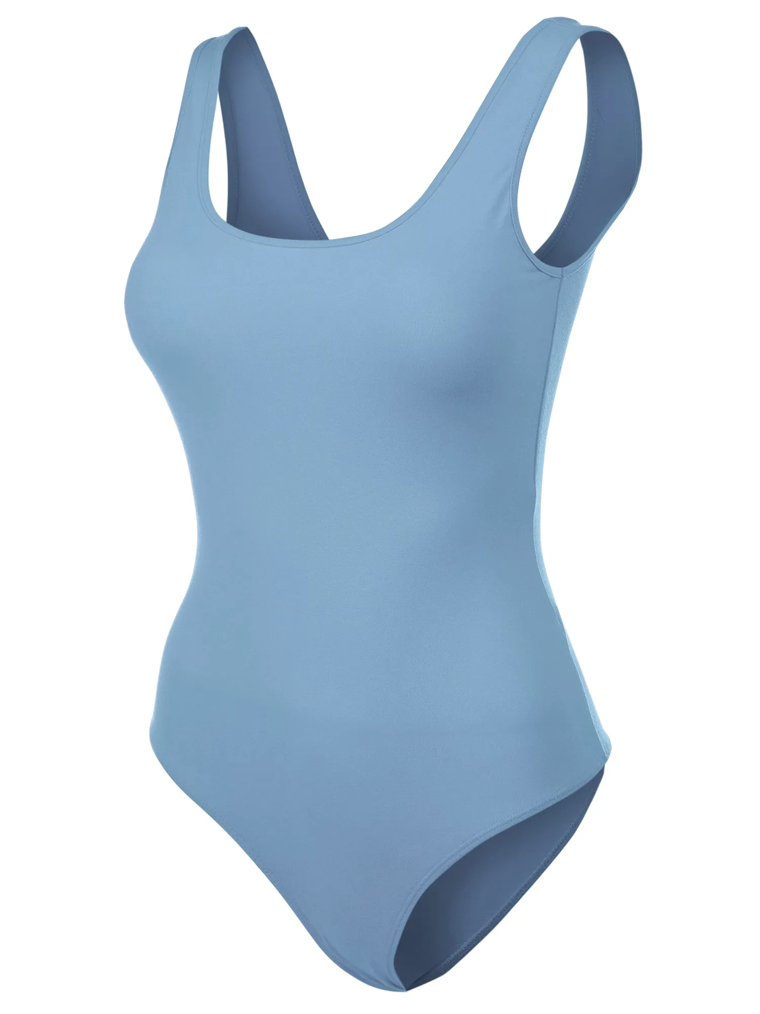 Scoop Neck Sleeveless Stretch Cotton Bodysuit Tank Top (FWT1198)