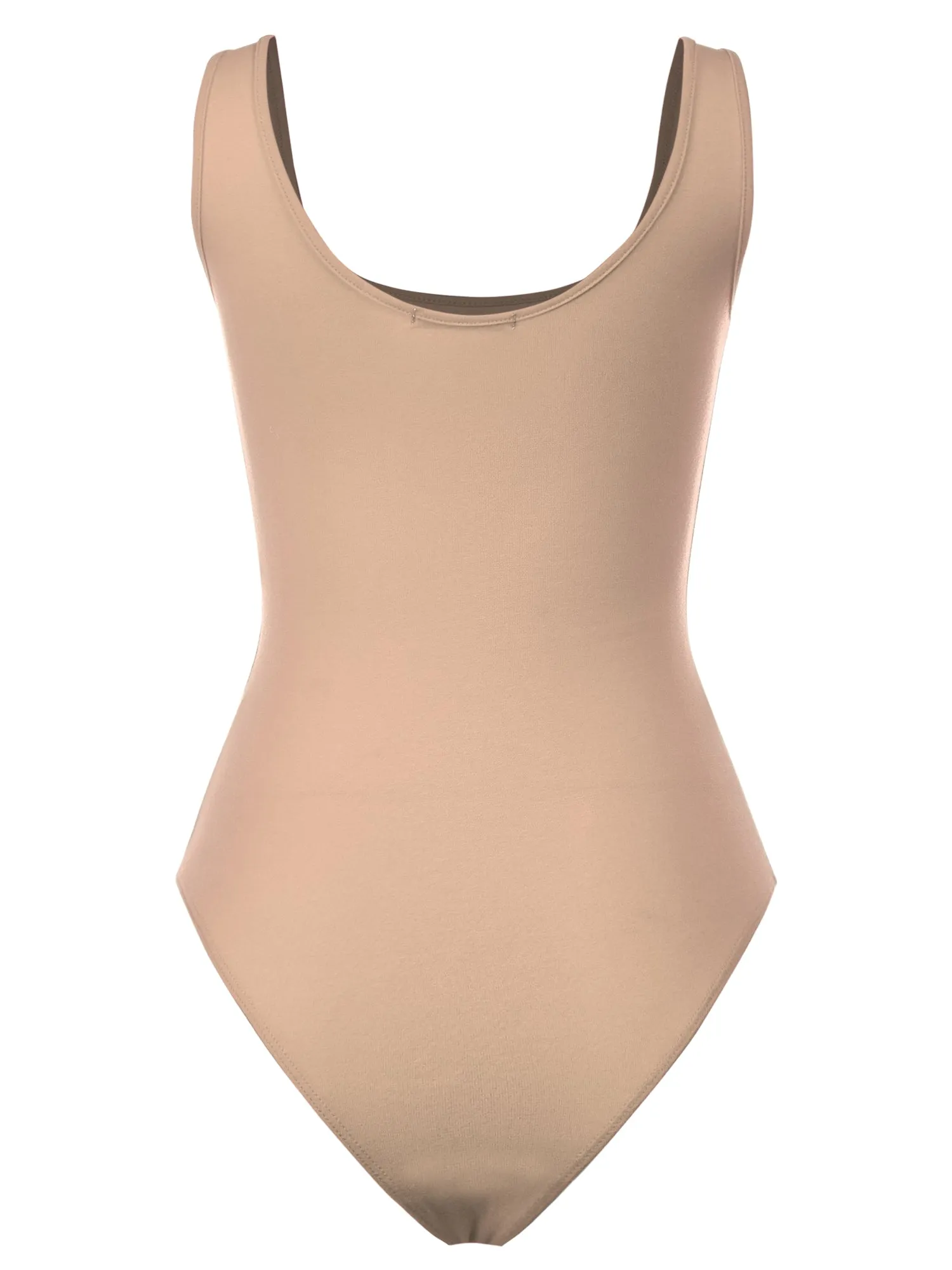 Scoop Neck Sleeveless Stretch Cotton Bodysuit Tank Top (FWT1198)