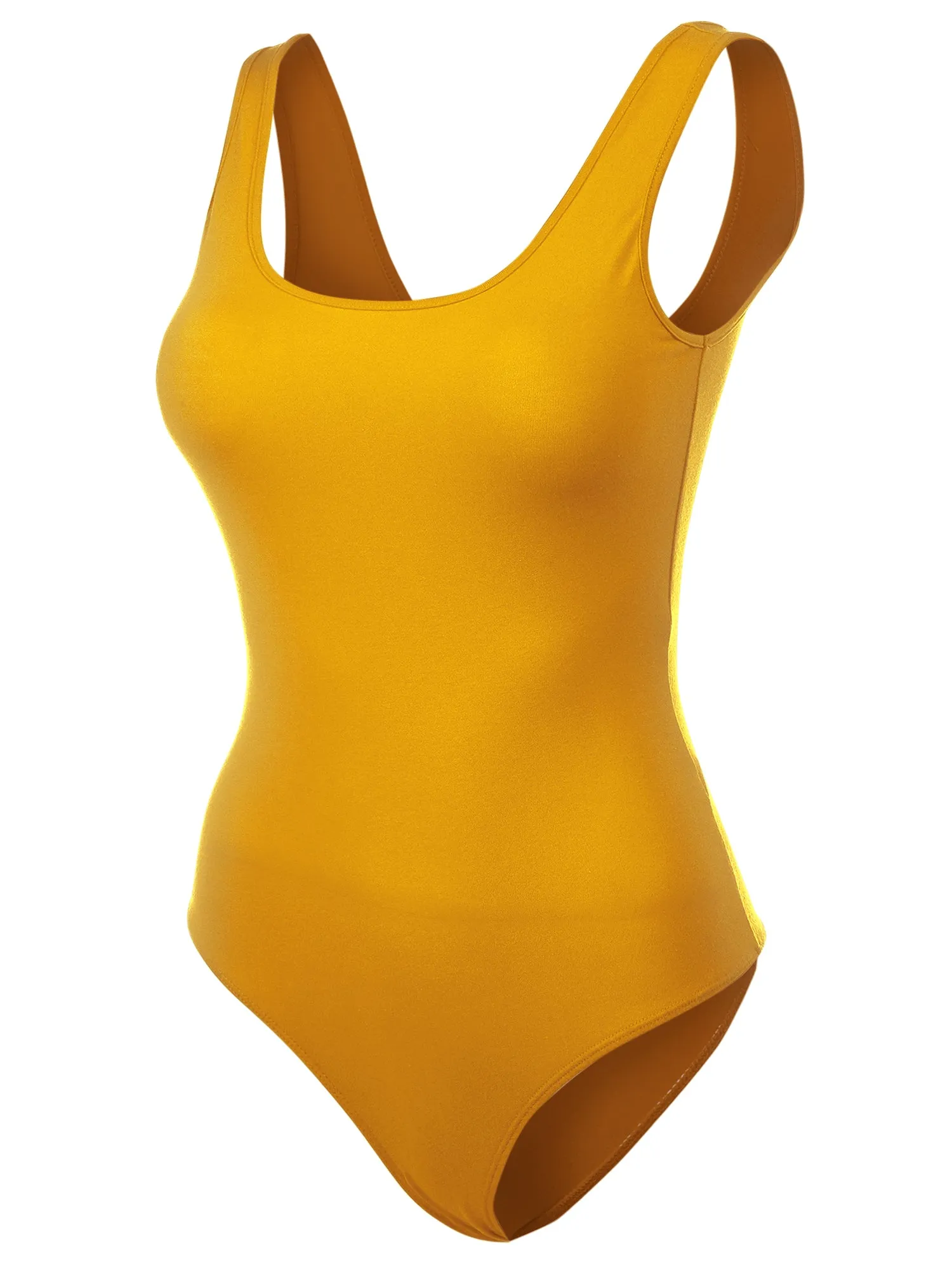 Scoop Neck Sleeveless Stretch Cotton Bodysuit Tank Top (FWT1198)